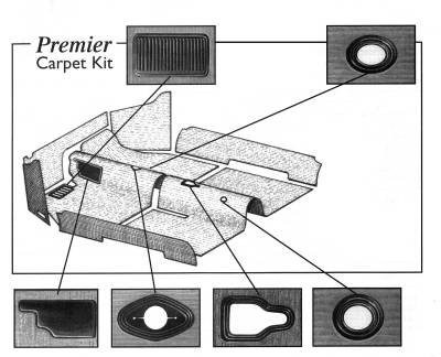 West Coast Metric - CARPET KIT, PREMIER OATMEAL 7 PIECE WITH FOOTREST, BUG SEDAN 1968