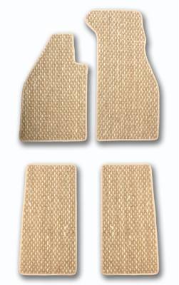 West Coast Metric - COCO MATS, BEIGE & TAN, FRONT & REAR 4 PIECE SET, BUG 1973-79 (Models With No Passenger Side Foot Rest)