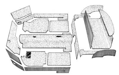 West Coast Metric - CARPET KIT, PREMIER, 20 PC. CHARCOAL, GHIA SEDAN 1968