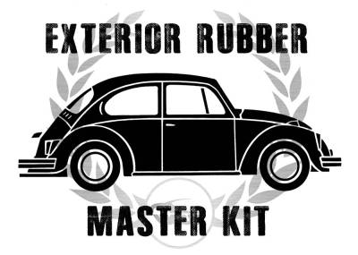 West Coast Metric - *MASTER KIT* EXTERIOR RUBBER, BUG SEDAN 1955-57 (With American Style window seals and popout quarter side windows, see description for complete contents)