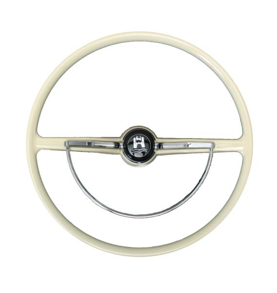 West Coast Metric - STEERING WHEEL, VINTAGE STYLE, IVORY WITH HORN BUTTON AND RING, BUG & GHIA 1974-79