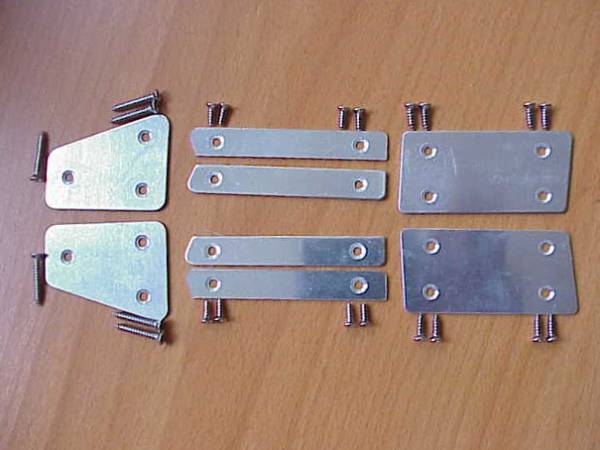 West Coast Metric - BASE FRAME BUTT PLATES FOR CONVERTIBLE TOP, BUG CONV. 1965-71 (Set of 8 with Screws) *MADE BY WCM*