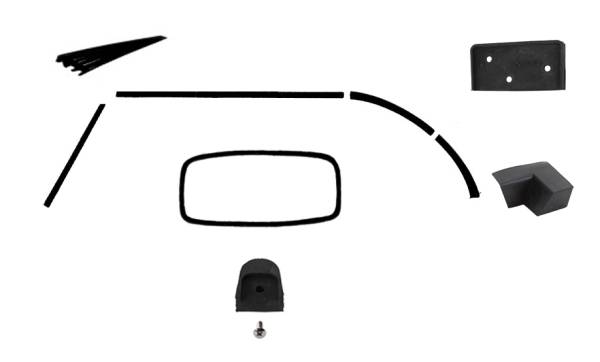 West Coast Metric - CONVERTIBLE TOP DELUXE RUBBER KIT, BUG CONVERTIBLE 1964 (With American Style Window seal, see description for complete contents)