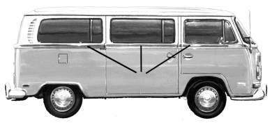 Body Molding, Emblems & Hardware for a 1972 VW Bus