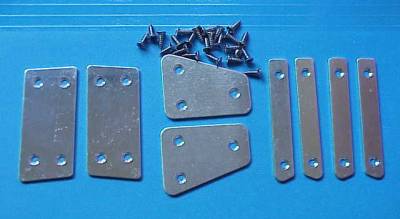 BASE FRAME BUTT PLATES FOR CONVERTIBLE TOP, BUG CONV. 1960-64 (Set of 8 with Screws, 1960 from VIN # 2533100) *MADE BY WCM*