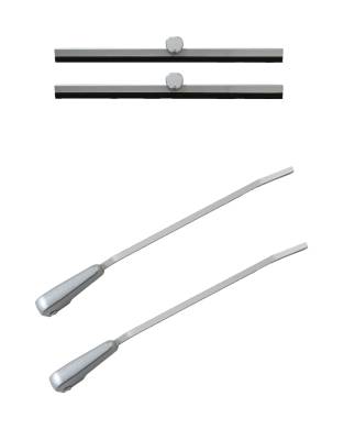 WIPER BLADES WITH ARMS, SILVER, LEFT & RIGHT, BUG 1949-57