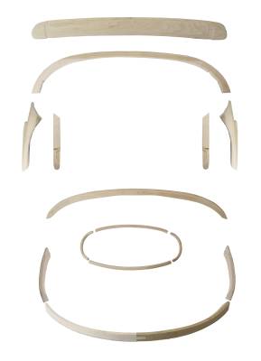 CONVERTIBLE TOP WOOD BOW KIT, BUG CONV. 1952-56 (See description for contents)