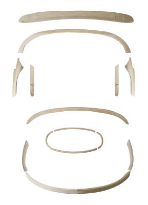 CONVERTIBLE TOP WOOD BOW KIT, BUG CONV. 1957-60 (See description for contents)